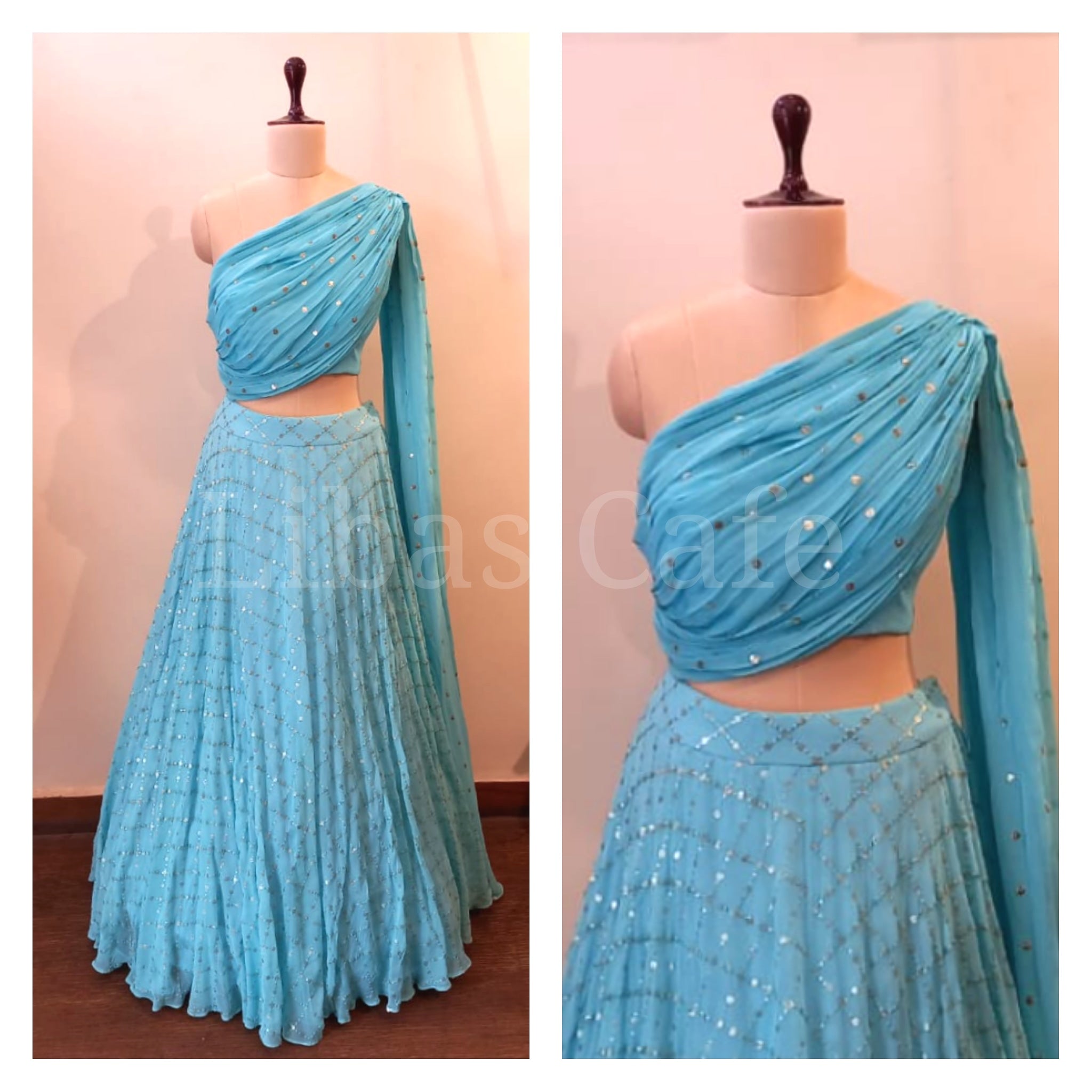 Sea Blue Drape Lehenga